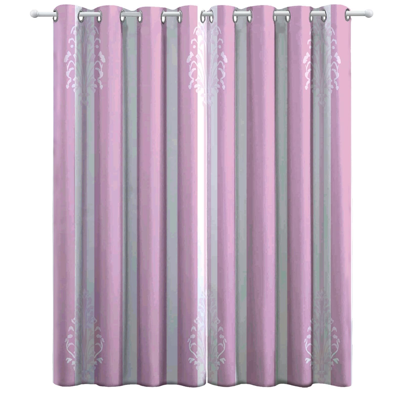 Białe pionowe paski zasłona zaciemniająca - izolowane termicznie zasłony odporne na zimno anty UV 2 sztuki 140 x 245 cm (szer. x wys.) fioletowe nieprzezroczyste zasłony z oczkami do