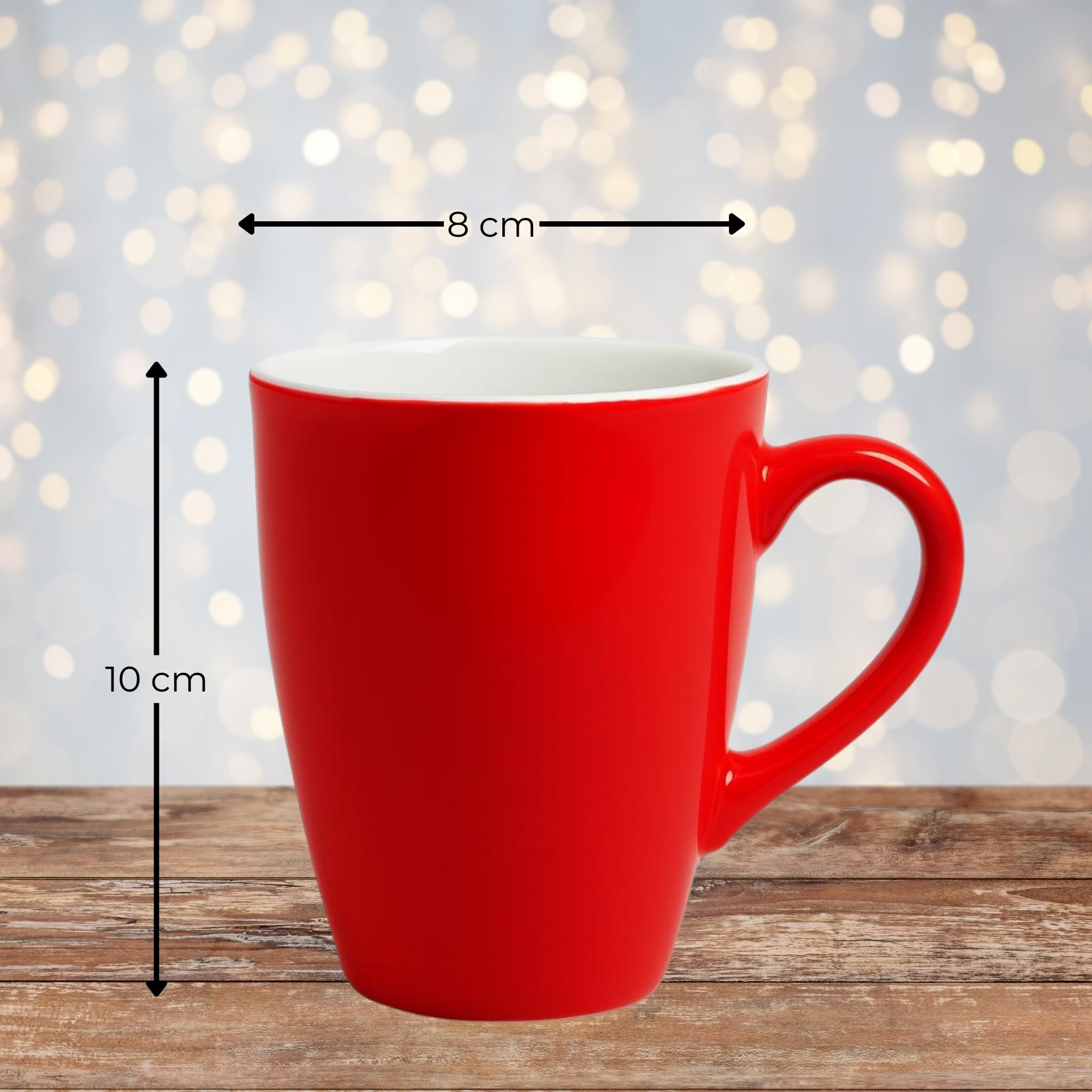 Kaffeetassen 36er Set aus Keramik 340ml - Teetassen Set in Rot, Kaffeebecher Spülmaschinenfest