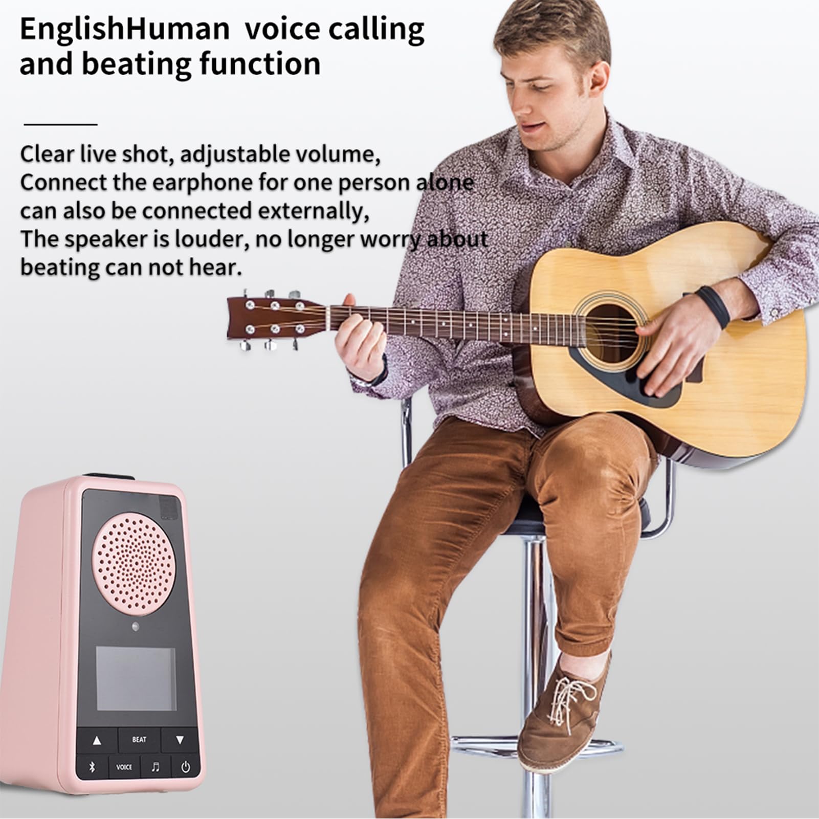 Tangxi Metronomo Digitale Wireless e Altoparlante BT con Conteggio Vocale - Metronomo Ricaricabile per Chitarra, Pianoforte, Batteria - Ideale per gli Appassionati di Musica Blu (11,9x6,6x5,9 cm)