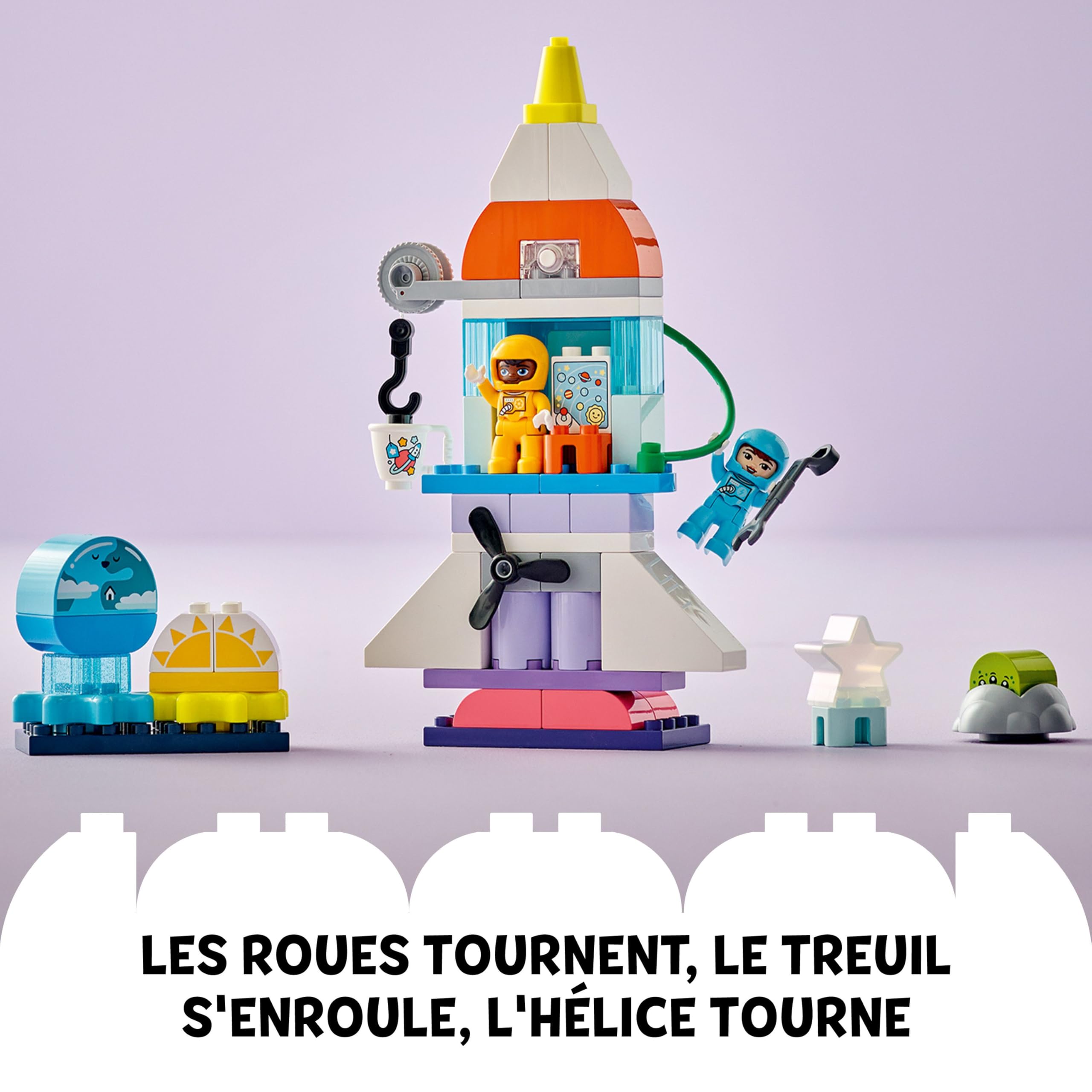 LEGO Duplo L'Aventure en Navette Spatiale 3-en-1, Jouet de Construction de Fusée, Jeu Éducatif et Scientifique pour Enfants Dès 3 Ans, Développement de la Motricité Fine 10422