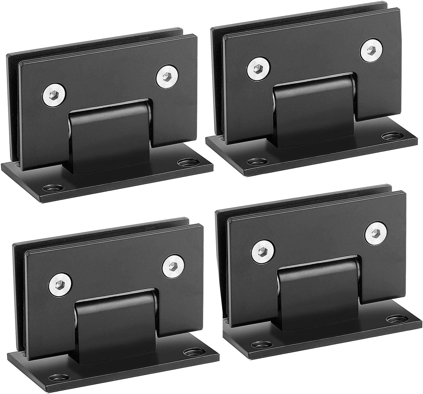 ZOENHOU 2 Packs 180 Degree Black Glass Door Hinges, Stainless Steel 4mm