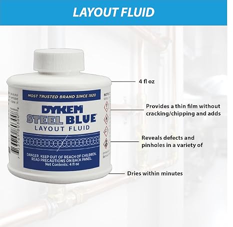 DYKEM Steel Blue Layout Fluid, 4 Oz, Metalworking, Marking, Scribing, 4 Fluid Ounces, 4 Ounces
