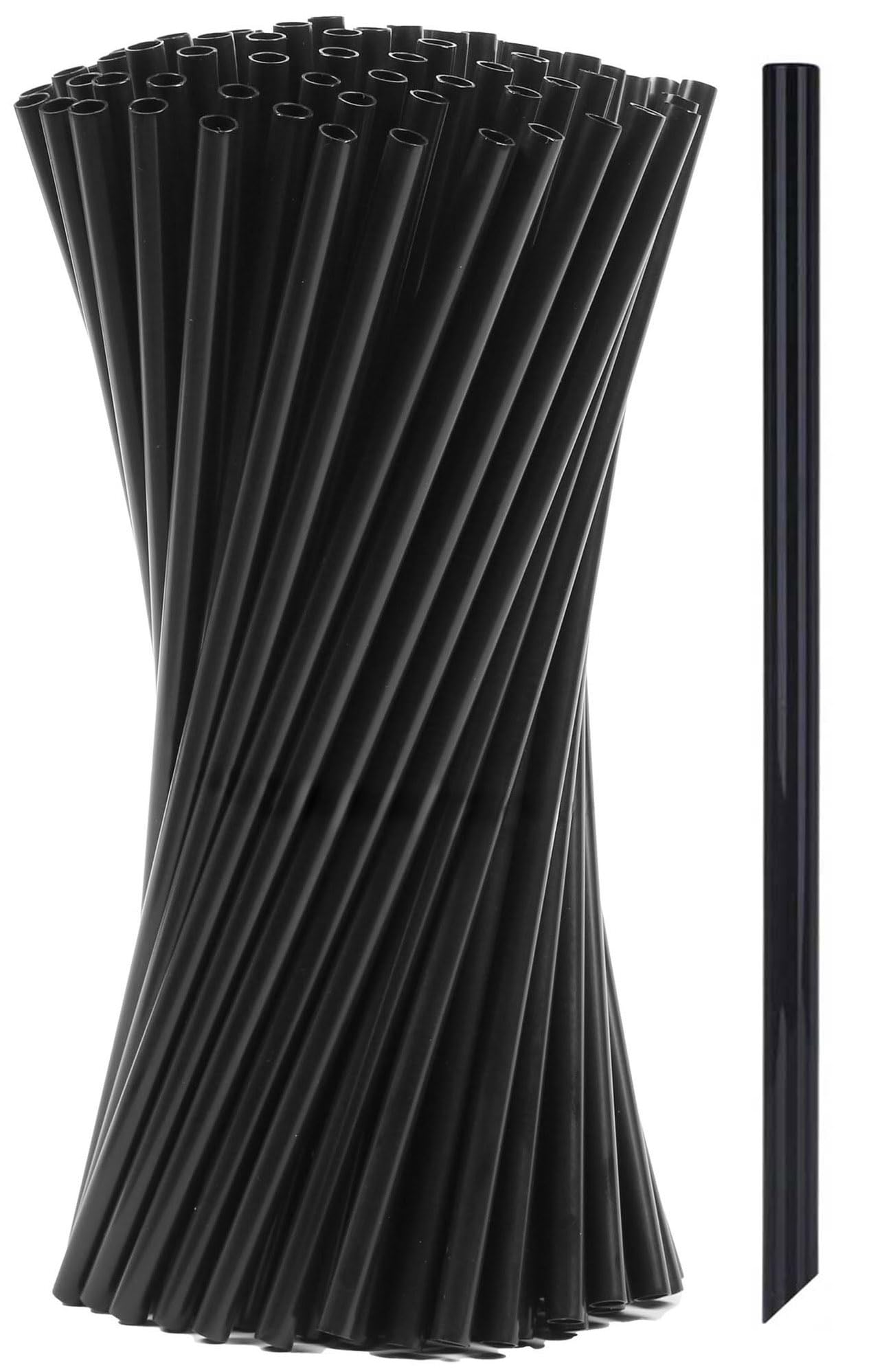 Xyedyaup 100 Pcs Black Straws Reusable 21 Cm × 6 Mm Cocktail Straw Drinking Craft Travel Slush Milkshake Coffee Art Straws (Slanted Tip Straw)