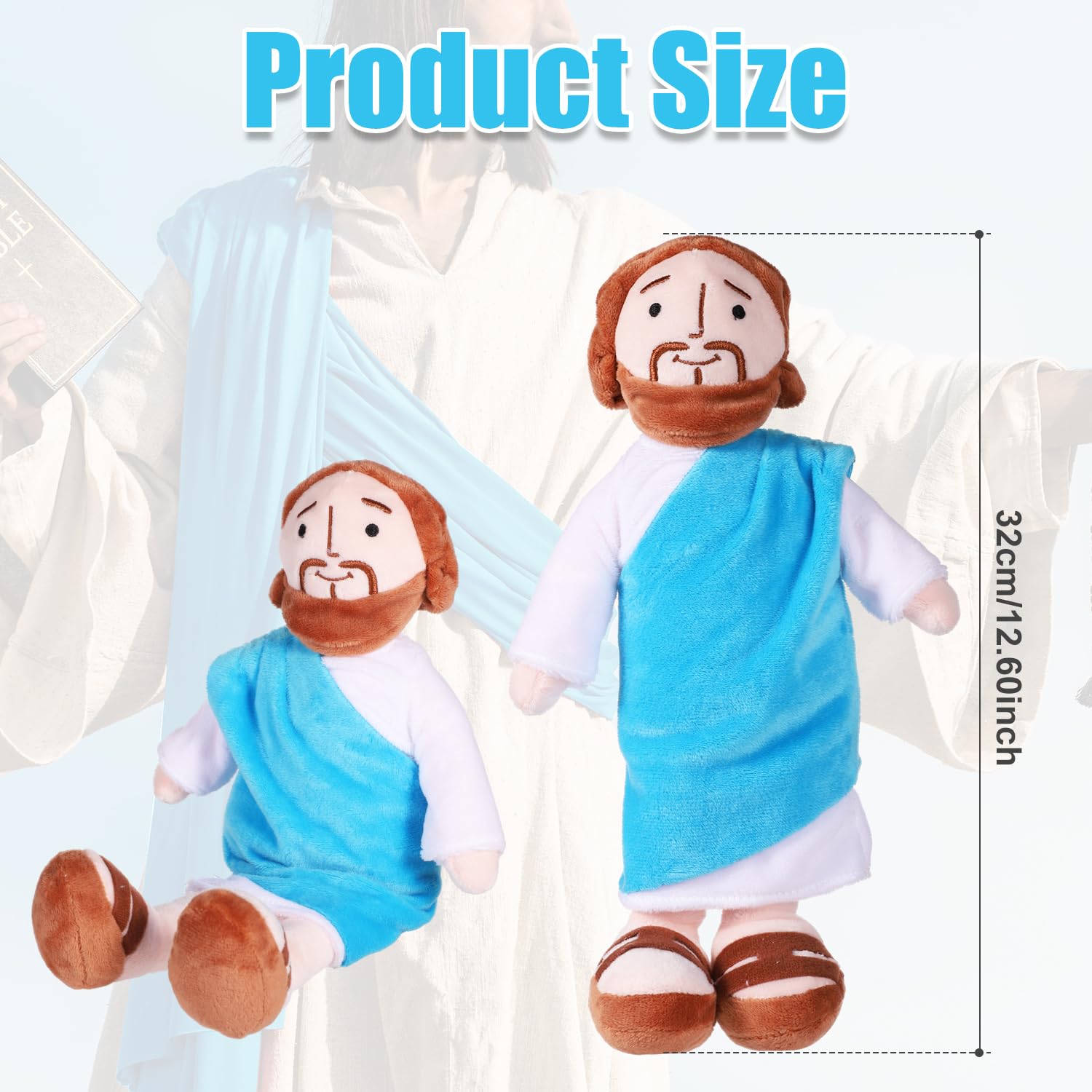 Bambola di peluche di Gesù, 32,6 cm, Gesù sorridente, classica bambola di peluche ripiena Salvatore, bambola religiosa cristiana regalo per casa, forniture per feste, Natale, può stare in piedi o