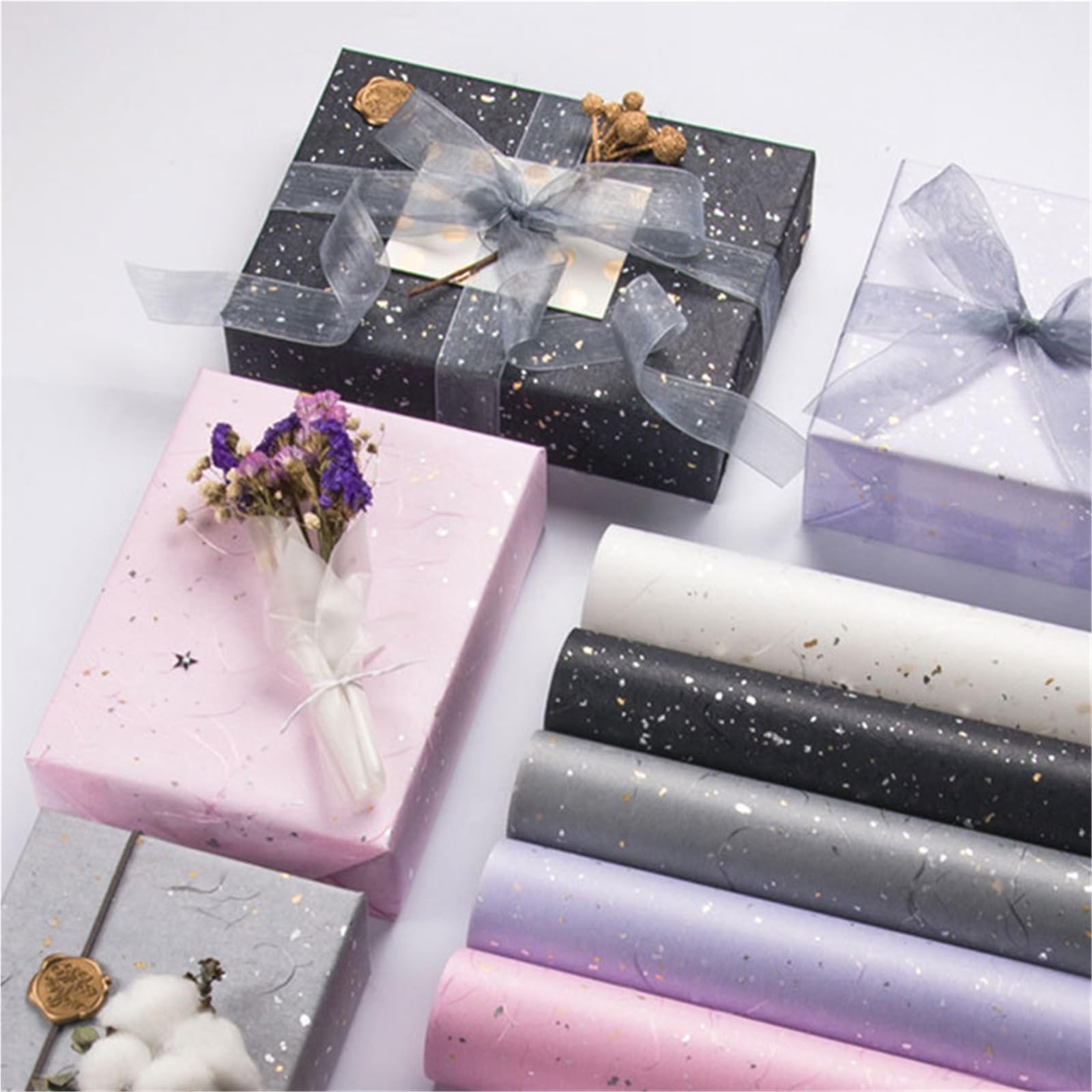 Carta Regalo Gold Silver Shiny Waterproof Flower Wrapping Papers Gift Craft Packing(6)