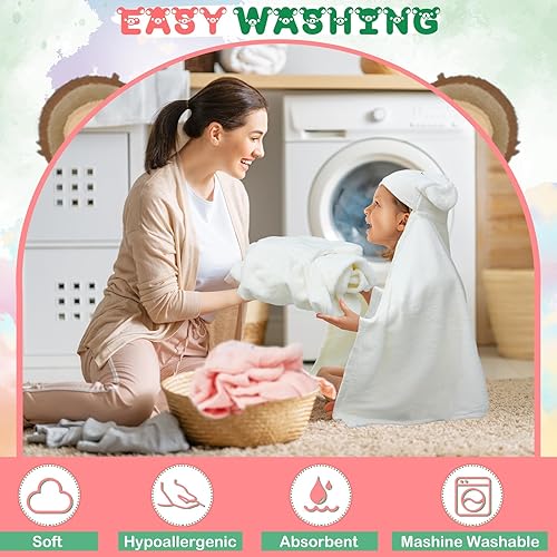 Miniatura 5 de Xtinmee 4 toallas con capucha de 28 x 47 pulgadas para niños de 3 a 10 años, toallas de baño de tamaño grande para niños, toallas de baño
