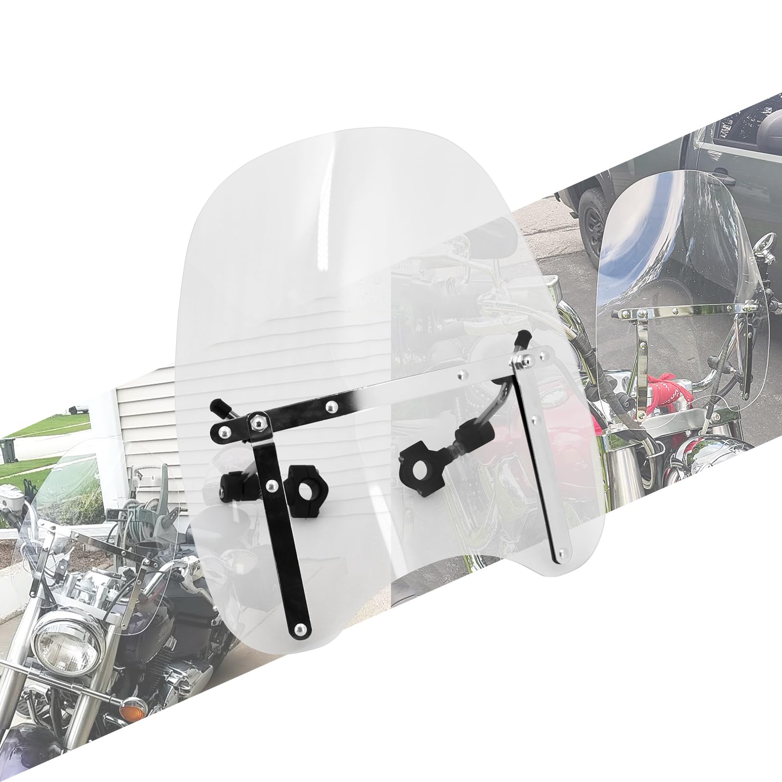 HCmotorku Motorcycle Windshield Windscreen Fit for Harley Touring Sportster XL 883 1200 Dyna Softail Honda Suzuki Yamaha (Clear)