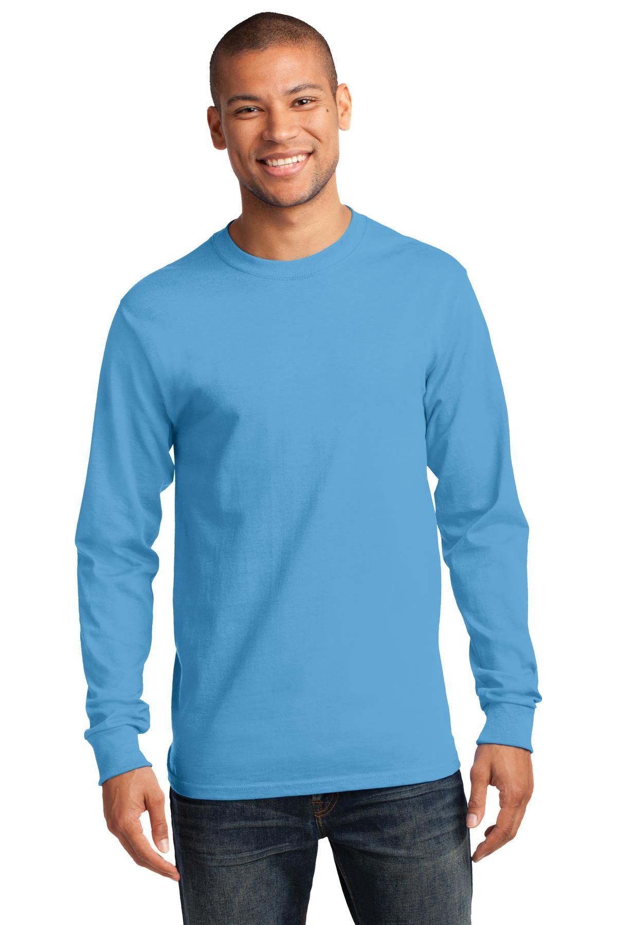 Port & Company Men's Tall Long Sleeve T-Shirt - 50/50 Cotton Blend, Left Chest Pocket, Lime 4XLT - View #4