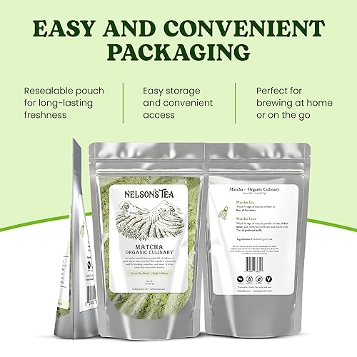 Miniatura 5 de Nelson's Tea - Matcha culinaria - Polvo de té verde orgánico - 2 oz.