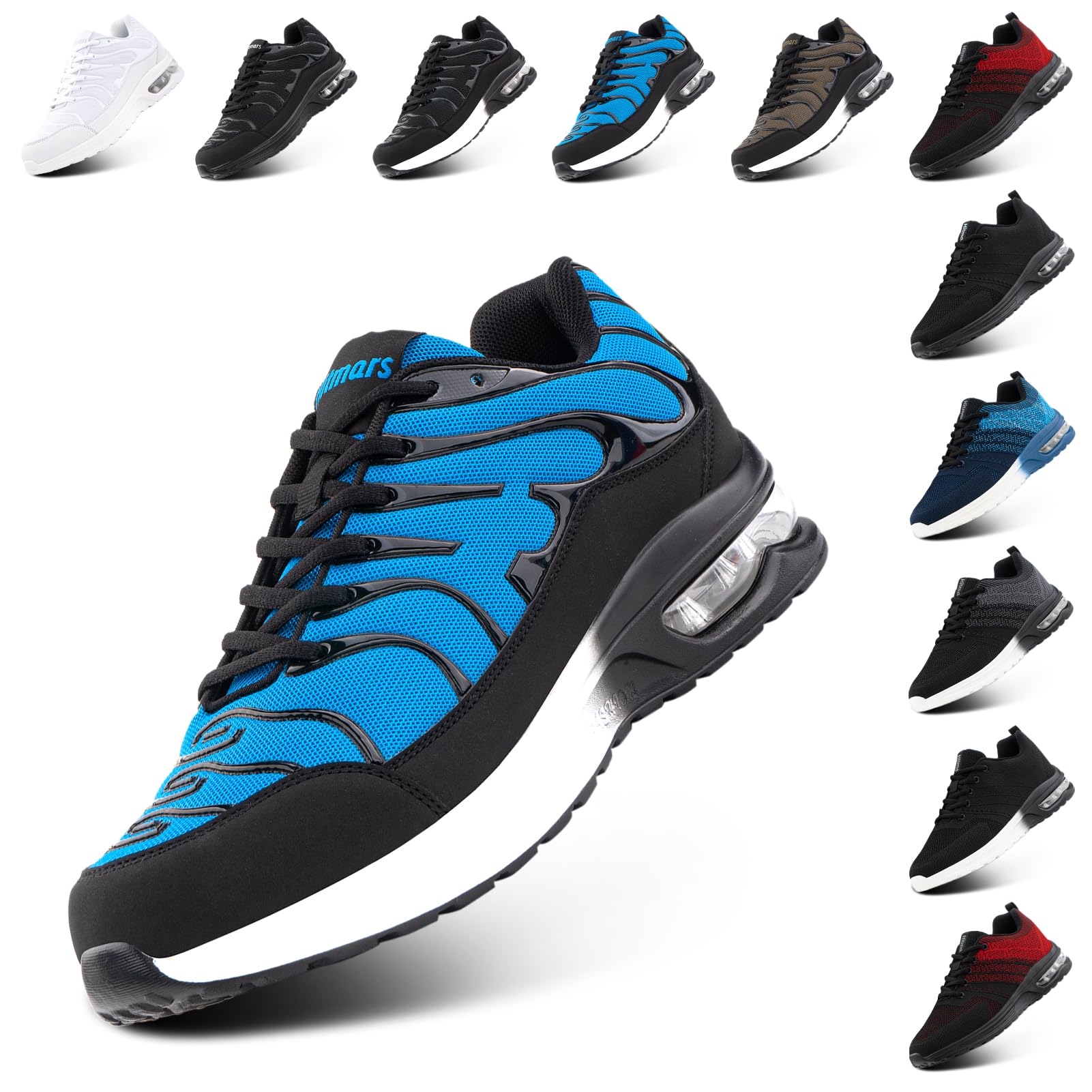 NEOKER Scarpe Running Uomo Donna Scarpe da Corsa Sneakers Scarpe Ginnastica Scarpe Trail Running Scarpe Sportive Platform Outdoor Nero Blu 36-48 EU