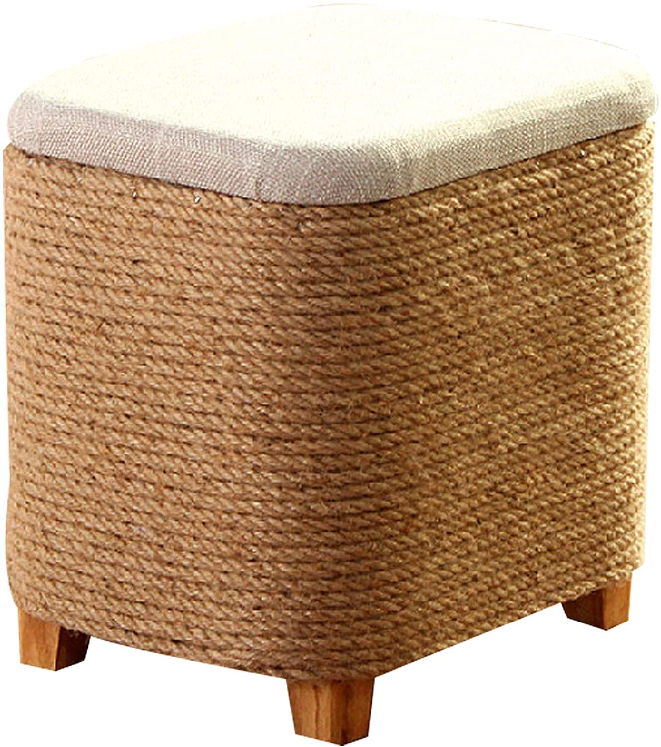Tabouret pouf carré en lin CHEWYNP de 37x30x37cm pour salon