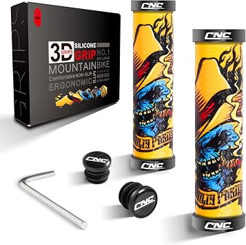 CNC Bike Handlebar Grips,MTB Silicone Grips Design, Gel Grips for Mountain Bike/BMX/Bicycle...