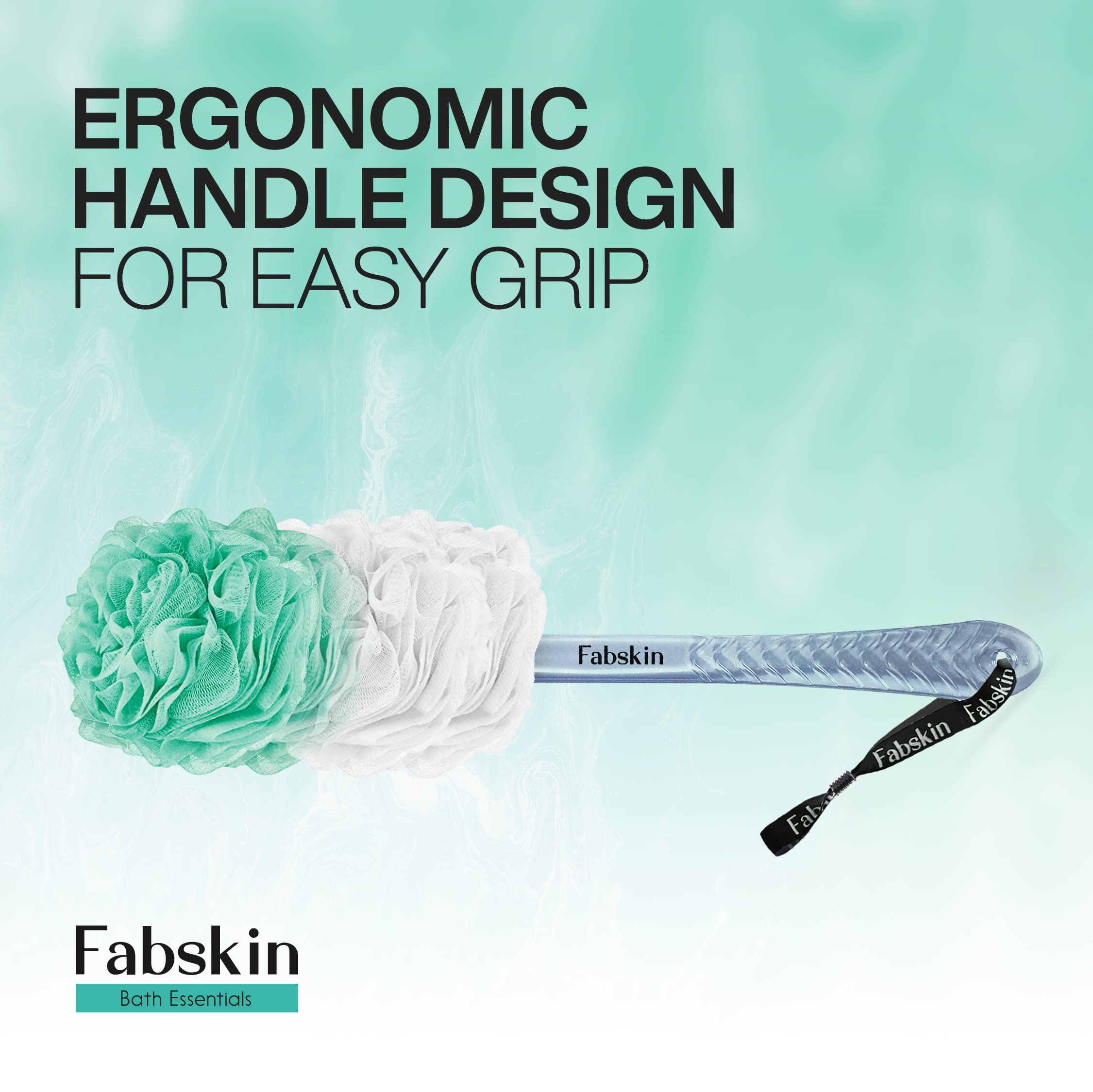 Fabskin Cepillo de baño corporal de lufa para hombres y mujeres con mango largo | Cepillo de baño corporal | Estropajo de espalda para baño | Fabricado en la India (verde)