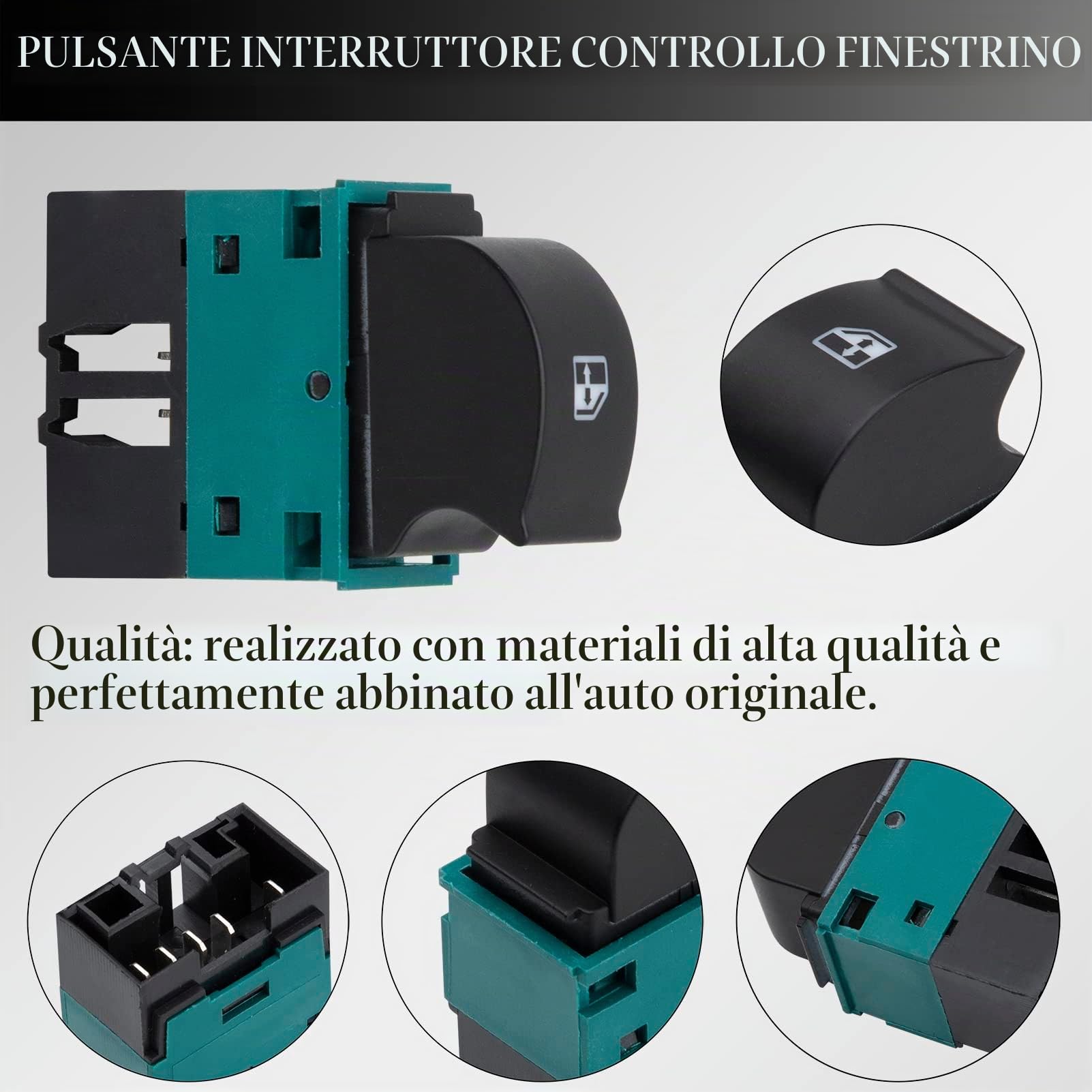 KASturbo 735417033 Pulsanti per finestrino anteriore sinistro per Fiat Doblo Idea Lancia Musa-5 Pins