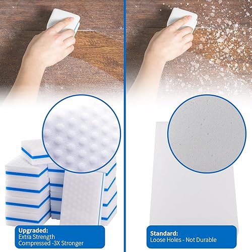 Miniatura 4 de Esponja de melamina mejorada, paquete de 20 borradores de esponja mágicos de alta calidad de densidad 3X, extra gruesos, más duraderos, almohadillas