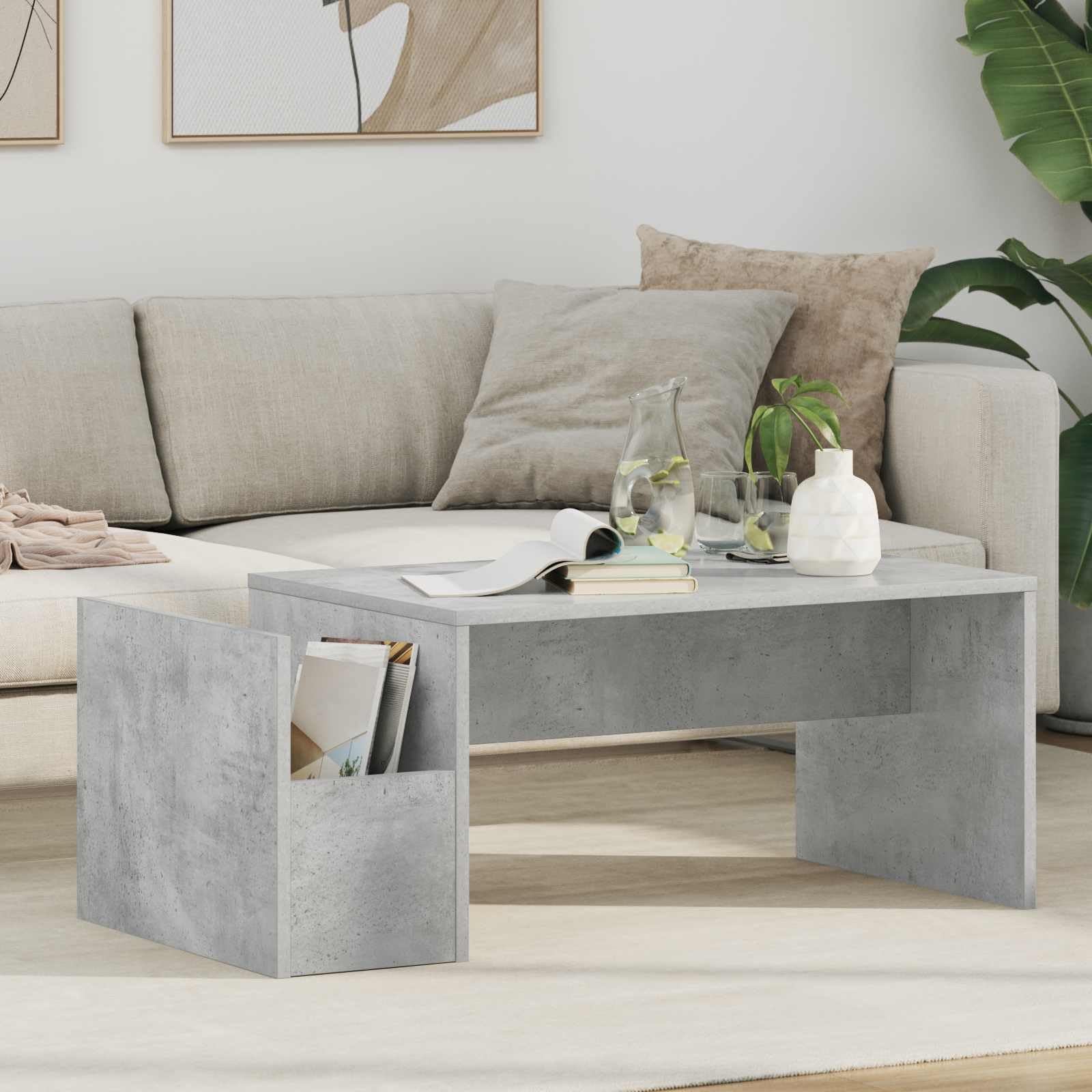 Table basse gris béton 90x45x35 cm avec rangement par Mangloder