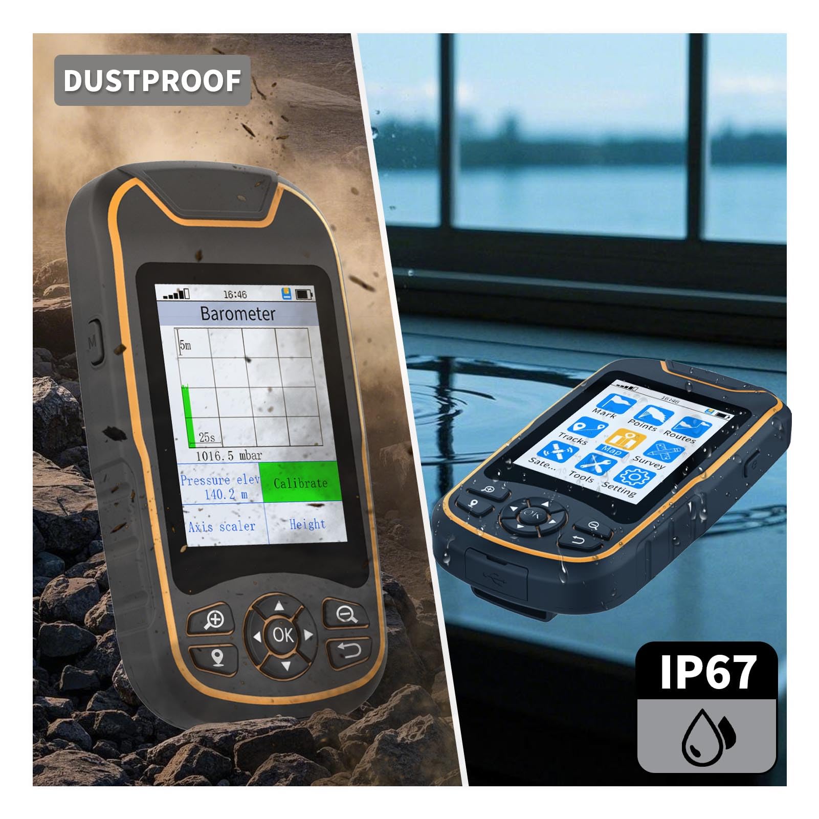 SEAFRONT Navegador GPS de Mano GPS GNSS Instrumento de Topografía Terrestre 4 Modos Medidor Terrestre Receptor GNSS Herramienta Topográfica para Medición de Distancia en áreas de