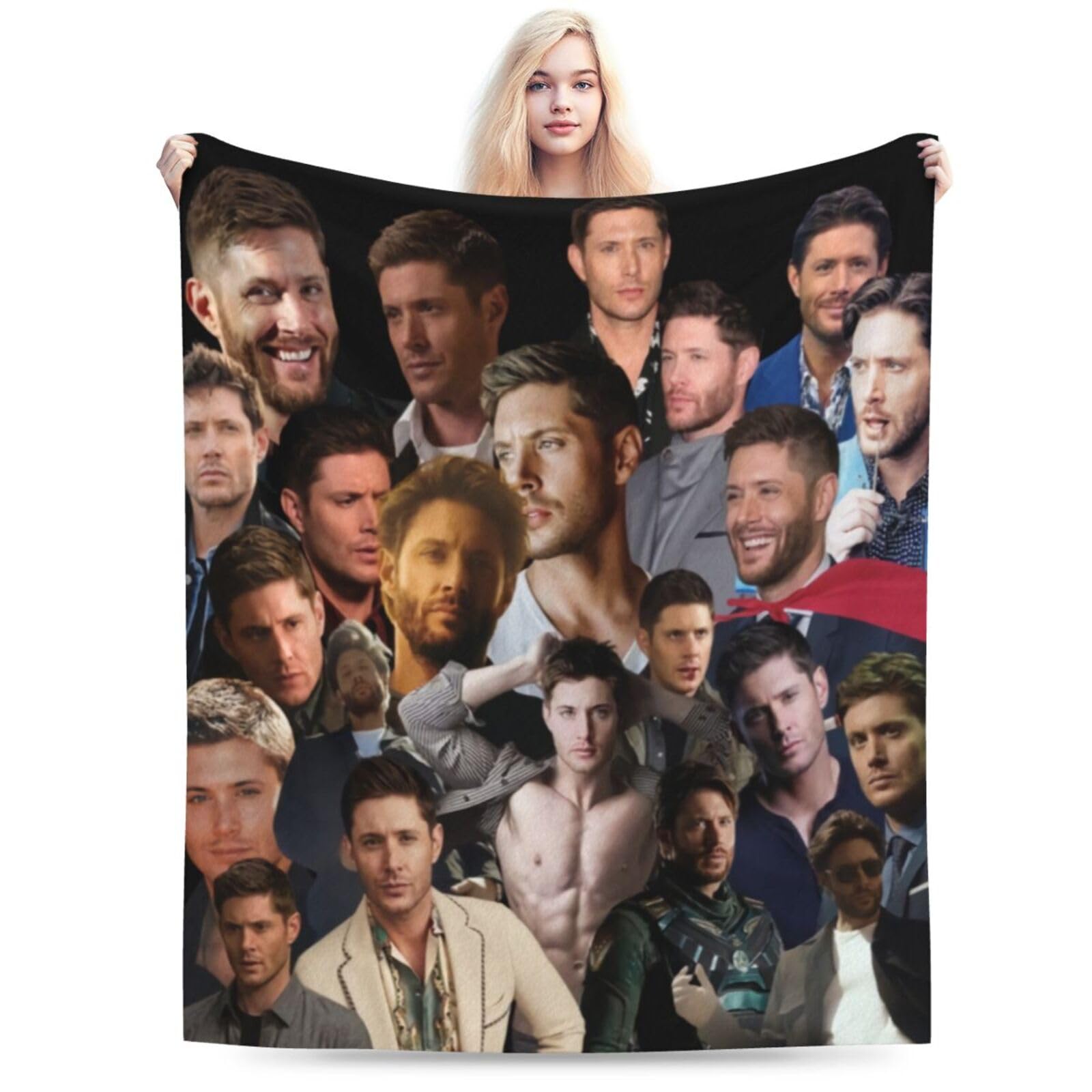 Jensen Ackles Blanket Flannel Fleece Decoration Throw Blankets Warm Blankets for Sofa Bed Outdoor 40"X30"