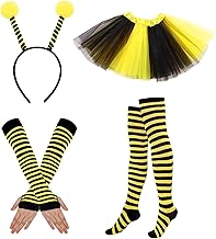 Bee Costume, Bee Costume, Child and Adult, Professional Bee Costume, Tutu Costume Striped Knee High Headband and Long Gloves for Carnival Party Cosplay