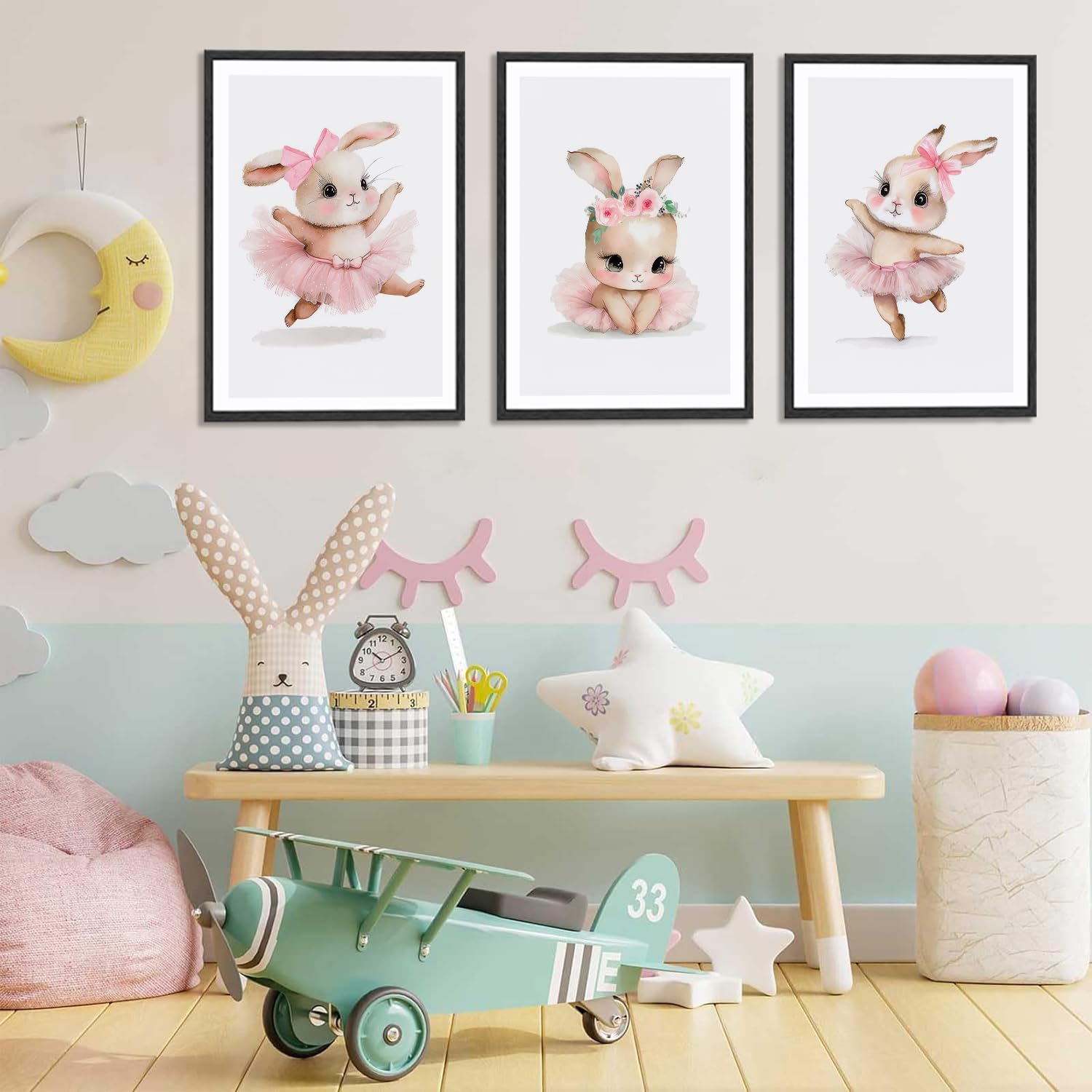 Boho Nursery Wall Art Prints - Set Of 2 Sweet Pink 8x10 Posters, Baby Girl Room Decor