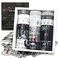 Vista 9 de Juego de 20 rollos de cinta washi vintage y 30 calcomanías para sellos de plantas naturales florales, cinta adhesiva estética para suministros