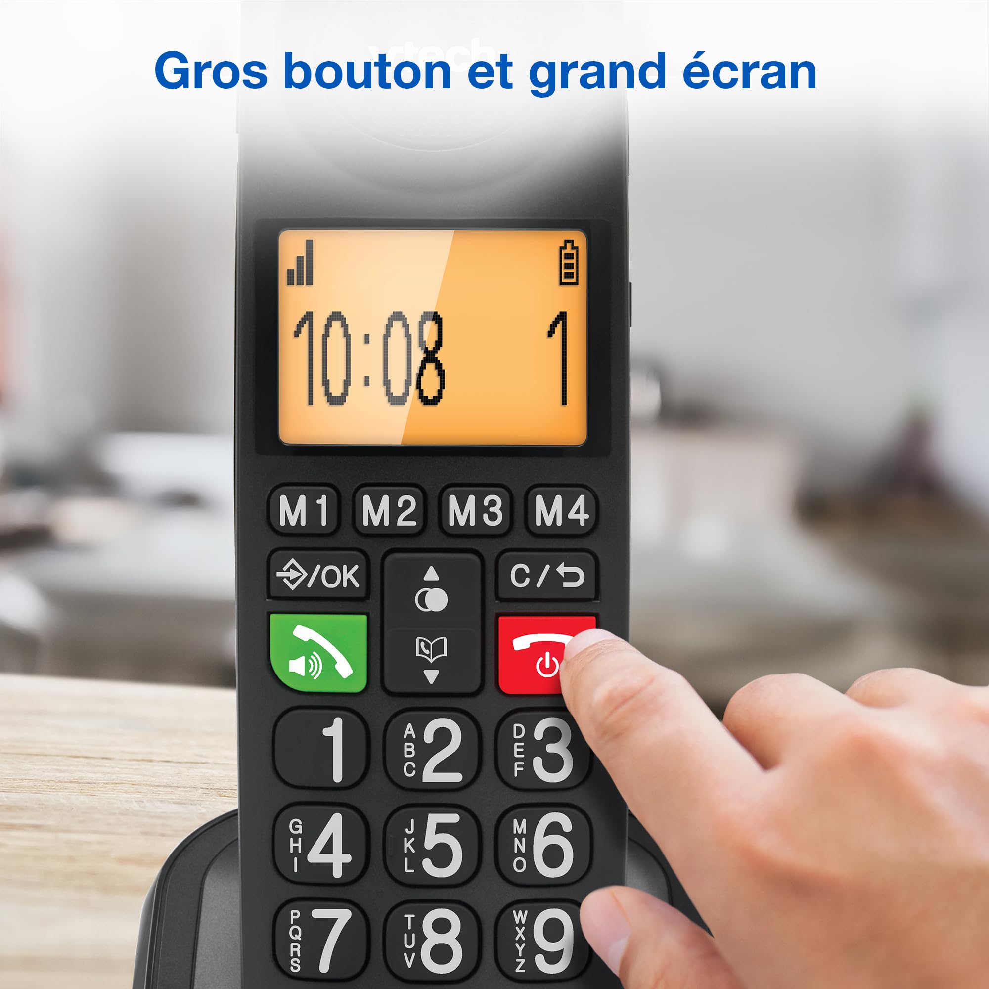 VTech CL6550 téléphone Filaire + téléphone DECT sans Fil,à Grosses Touches,bloqueur d'appels,combiné et Base avec Haut-Parleur,Gros Boutons et Grand écran,Touches de Composition avec Photo