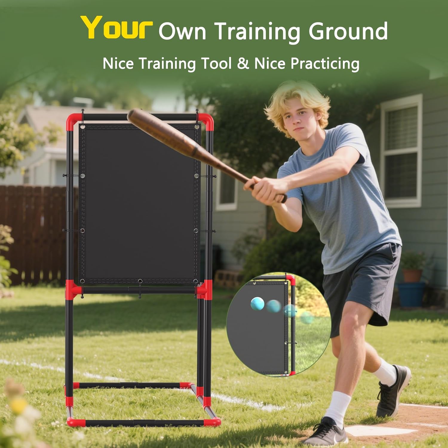 Baseball Strike Zone Target for Plastic Balls Compatible with Wiffle Ball and Blitzball Pitching Training Strike Zone Target Set Up and Assemble Easily