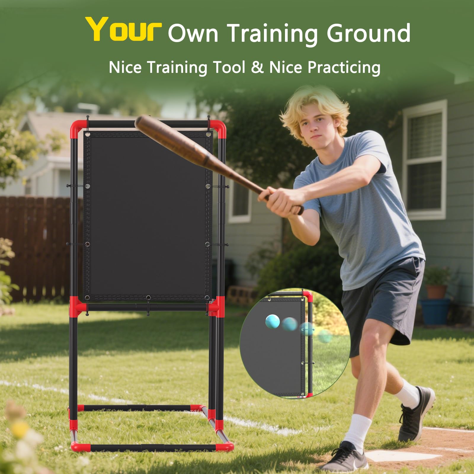 Wiffle Zone cible de baseball hauteur réglable 114-124 cm portable entraînement enfants adultes assemblage facile