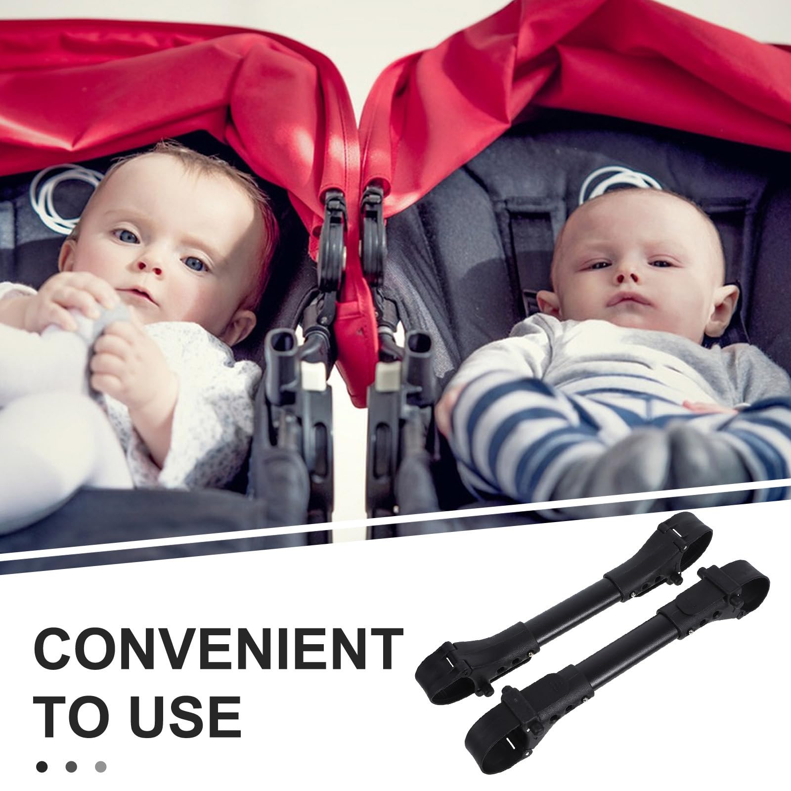 Connecteur pour Poussette Double 2 Pièces en Aluminium Noir Fixation Sécurisée pour Bébé Accessoire Pratique pour Attacher Deux Poussettes Ensemble Sorties en Extérieur