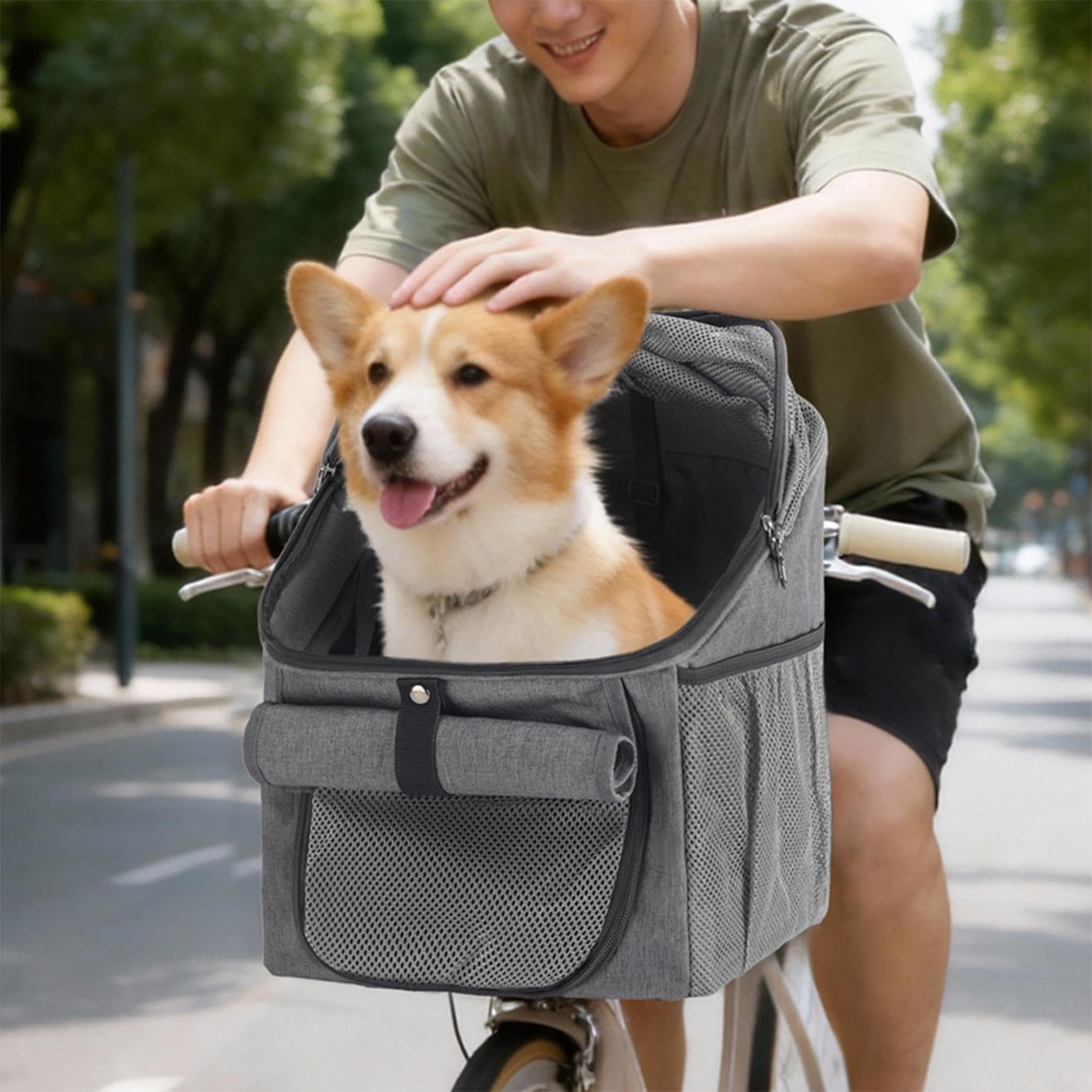 Cestino per bicicletta per cani con apertura ampia e confortevole