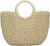 YYW Straw Bags for Women,Hand-woven Straw Large Bag Round Handle Ring Tote Retro Summer Beach Rattan bag