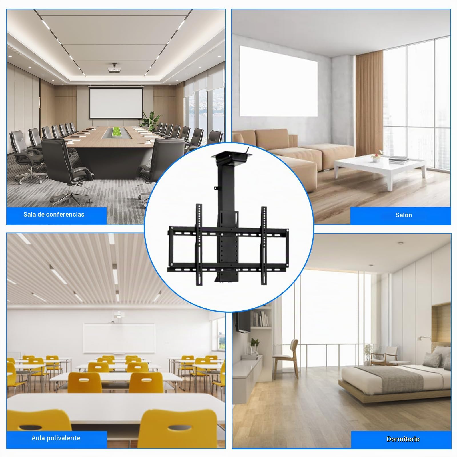 Soporte de Techo motorizado para TV para Pantalla de 32 a 70 Pulgadas, Soporte TV Techo motorizado con Control Remoto inalámbrico y Control Remoto con Memoria, Soporta 60 kg (Lift 90-220)