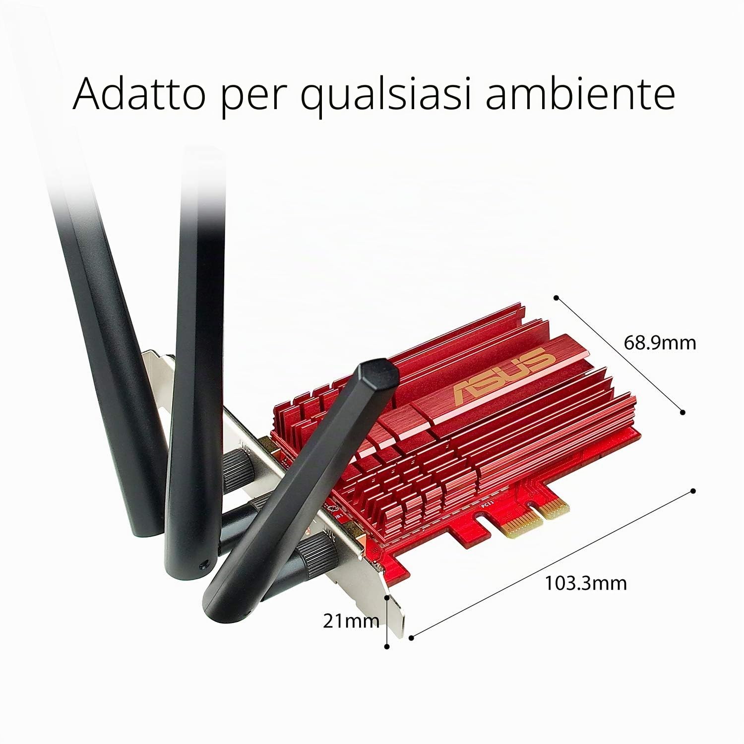 ASUS PCE-AC68 Scheda di rete PCI-Ex Wireless AC1900 DUAL Band 1300/600 Mbps 2.4Ghz /5Ghz dualband / 3 antenne esterne