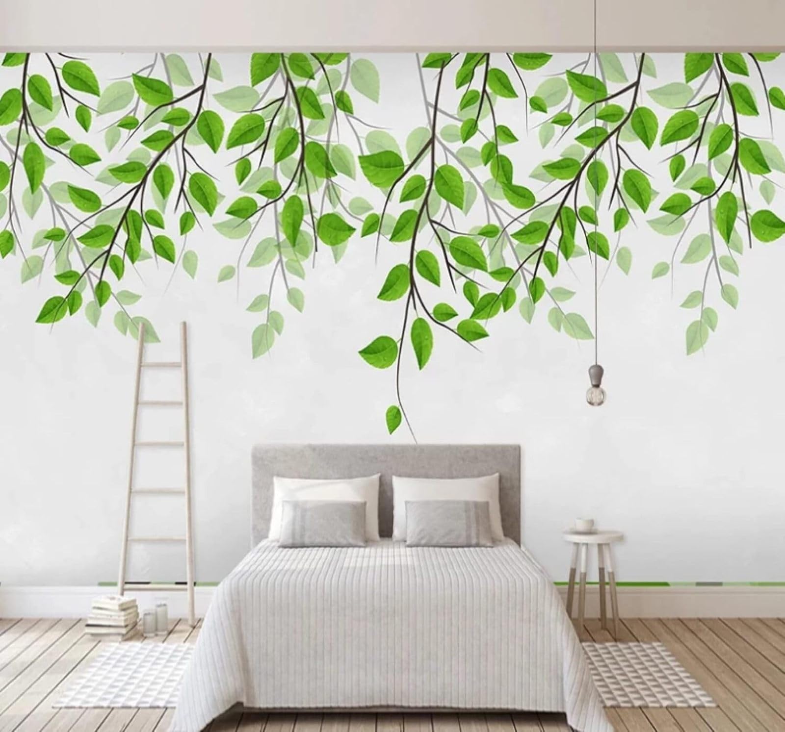 XLMING Minimalist Fresh Hand Drawn Green Leaves Vines 3D Wallpaper Luxury Home Dining Decor Paste Sofa Living Room The Wall for Bedroom Mural-150cm×105cm