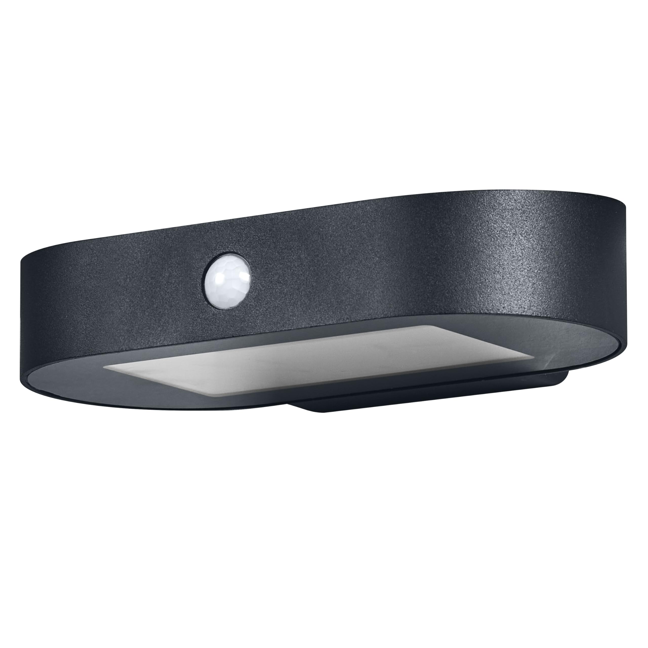 Osram ENDURA Style Kleine Oval Solar-Wandleuchte, warmweißes Licht (3000K), integrierter Sensor, ohne Strom nutzbar, lange Laufzeit: 30 Mal 60 Sekunden im PIR Modus, Schutzklasse IP44, schwarz