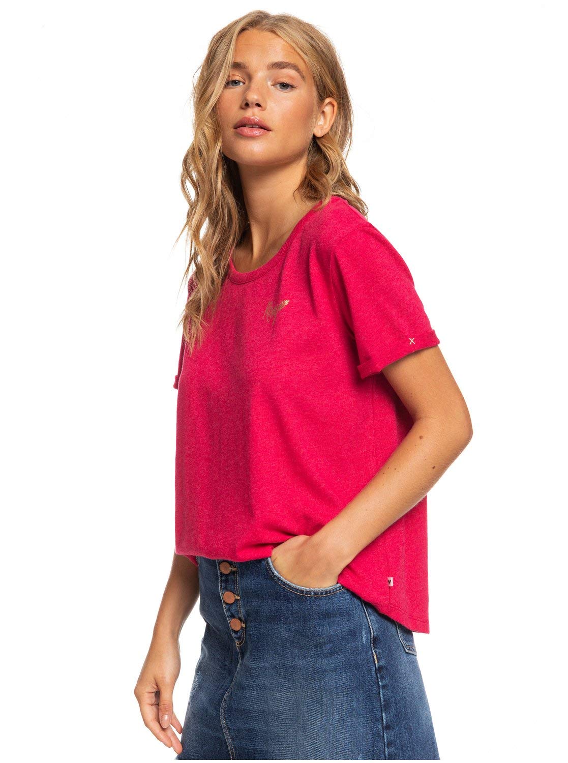 Roxy Oceanholic Maglietta Donna - Jersey In Cotone, Scollo Rotondo E Dettagli Lurex® Oro