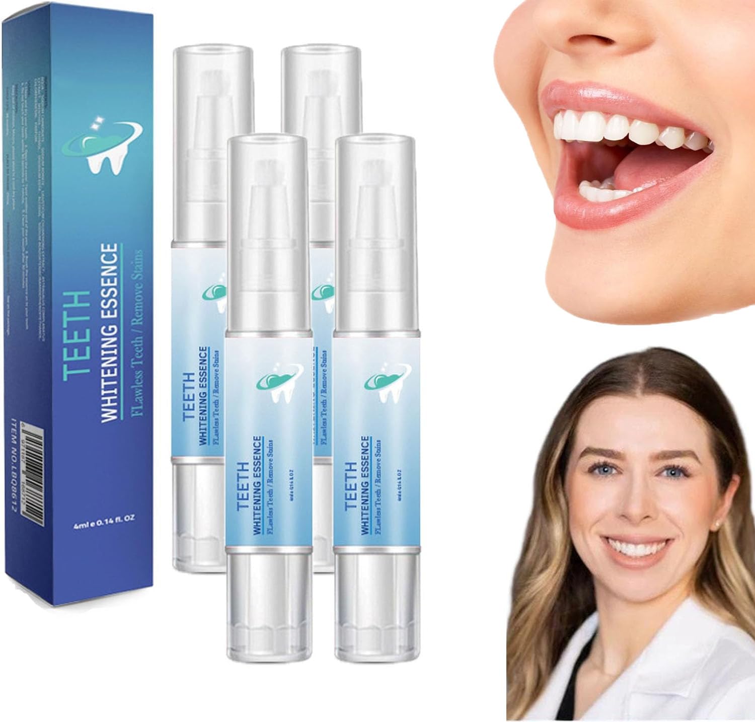 Teeth Whitening Essence Pen - Quickly and Effectively Remove Stains, Protect Teeth and Make Teeth Whiter and More Beautiful (4 Pieces)