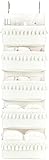 Dahey Over The Door Organizer Boho Nursery Storage Decor Closet Hanging Organizer with Tassels Decoration for Bedroom Nursery Bathroom Apartments Dorm Pantry, 5 Pockets, White
