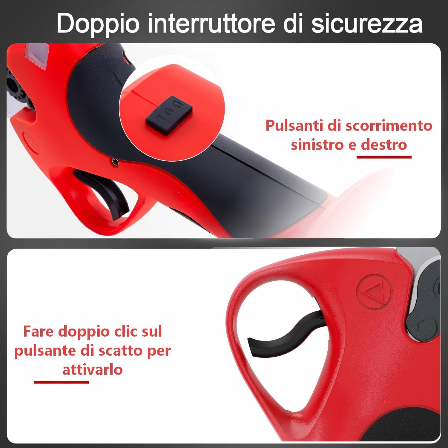 OUTIGO Forbici Potatura Elettriche, Dotato di 2 batterie da 3000 mAh, 40 mm, con display, motore brushless, adatto per giardinaggio, alberi da frutto, vigneti