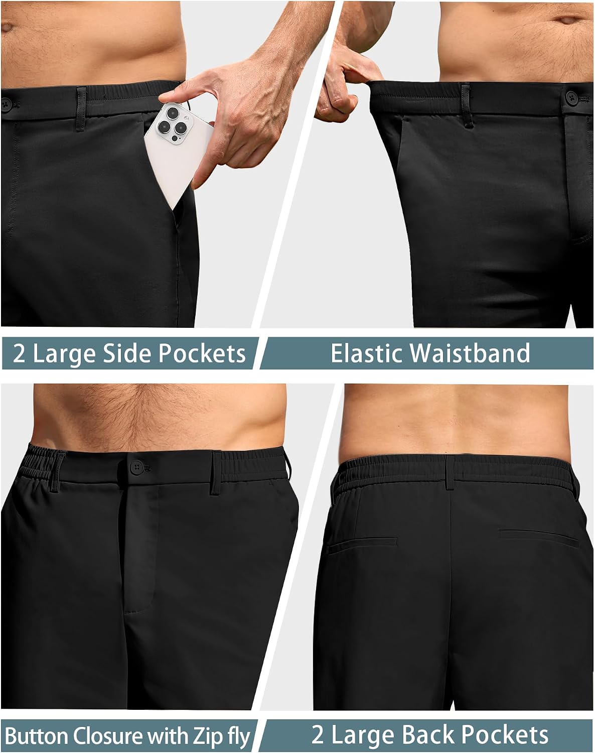 Men's Golf Shorts 7 Inch Stretch Casual Dress Shorts with 4 Pockets