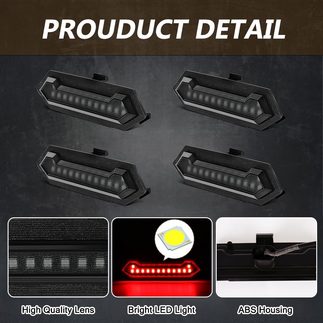 Red LED Grille Lights for Tacoma Off-Road 2024 2025, 4Pcs Smoked Lens Front Grill Light Kit for Toyota Tacoma TRD Sport/Pre Runner 2024-2025