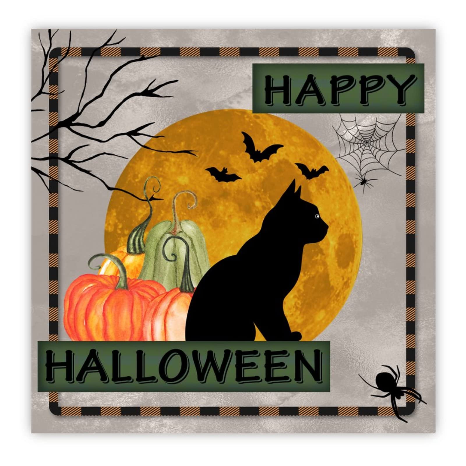 Plaque bois citrouille pour décoration murale Halloween facile