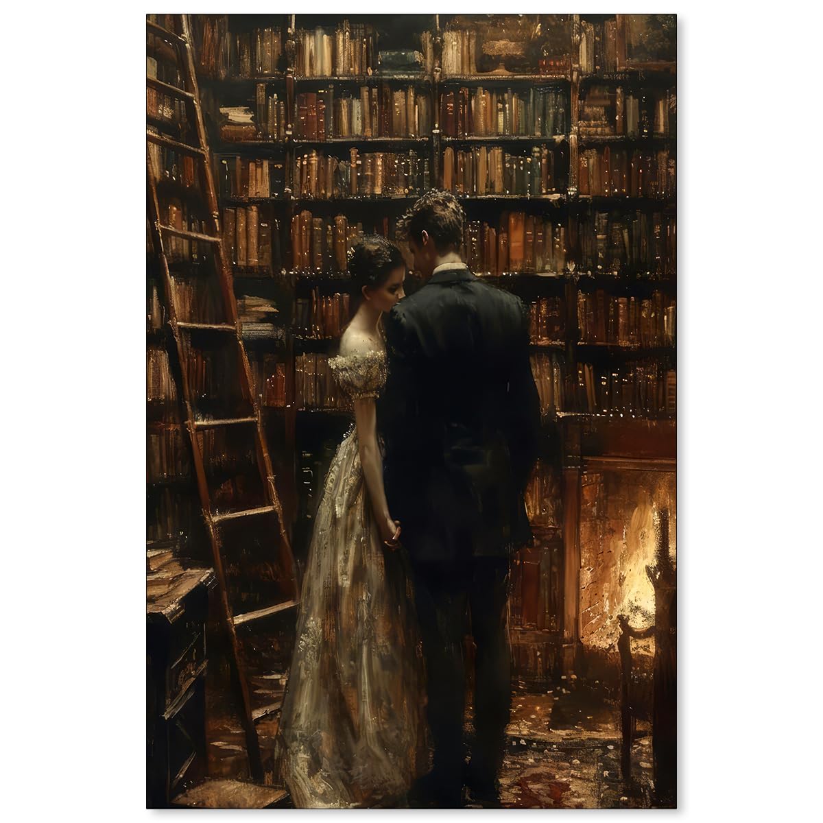 Vintage Moody Library Posters Gothic Dark Academia Aesthetic Wall Art Victorian Antique Book Canvas Prints for Living Room Bedroom Wall Decor 24x36
