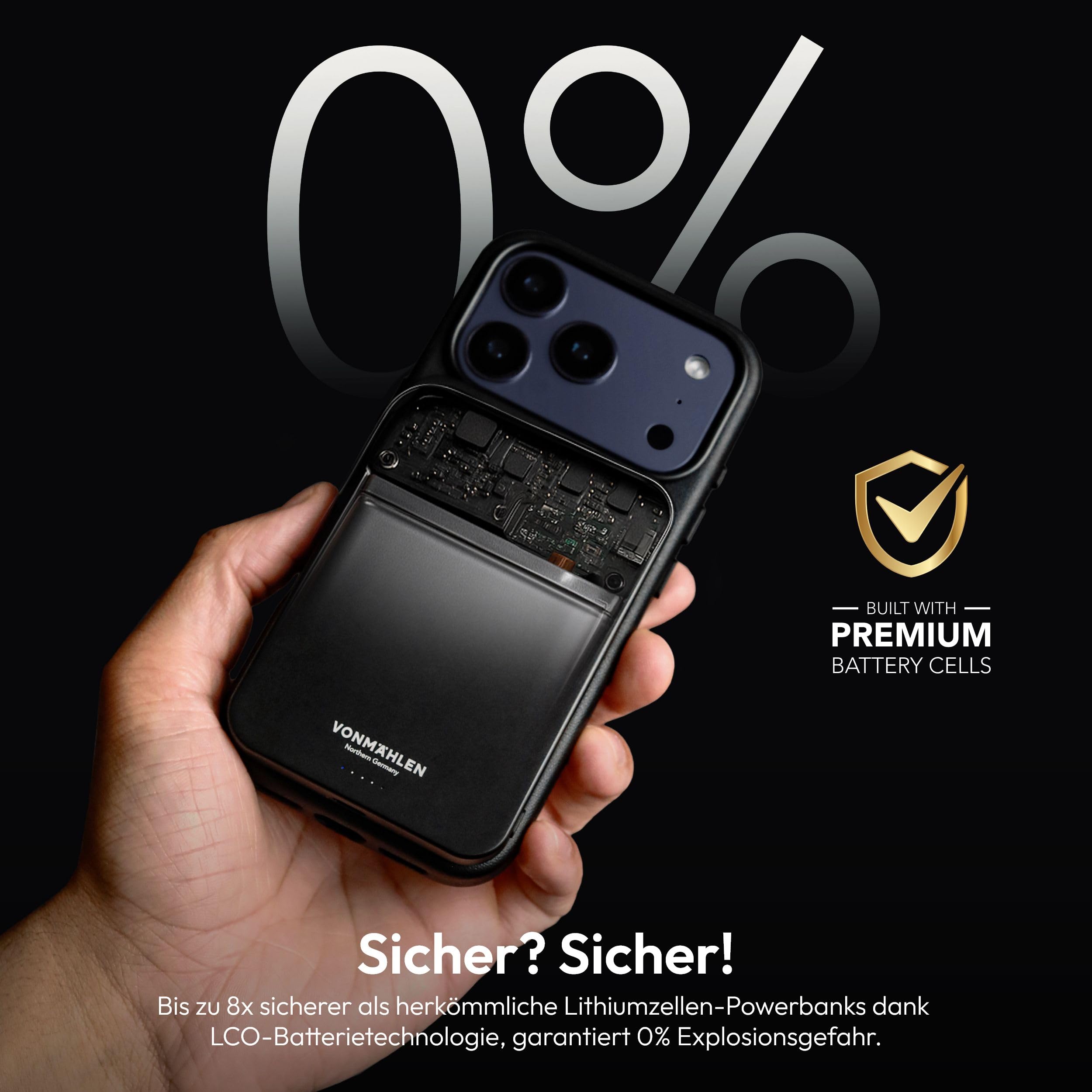 VONMÄHLEN Evergreen Mag - Wireless Powerbank (Qi2) 5.000 mAh, Schwarz