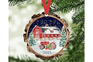 Christmas on the Farm Red Tractor and Barn