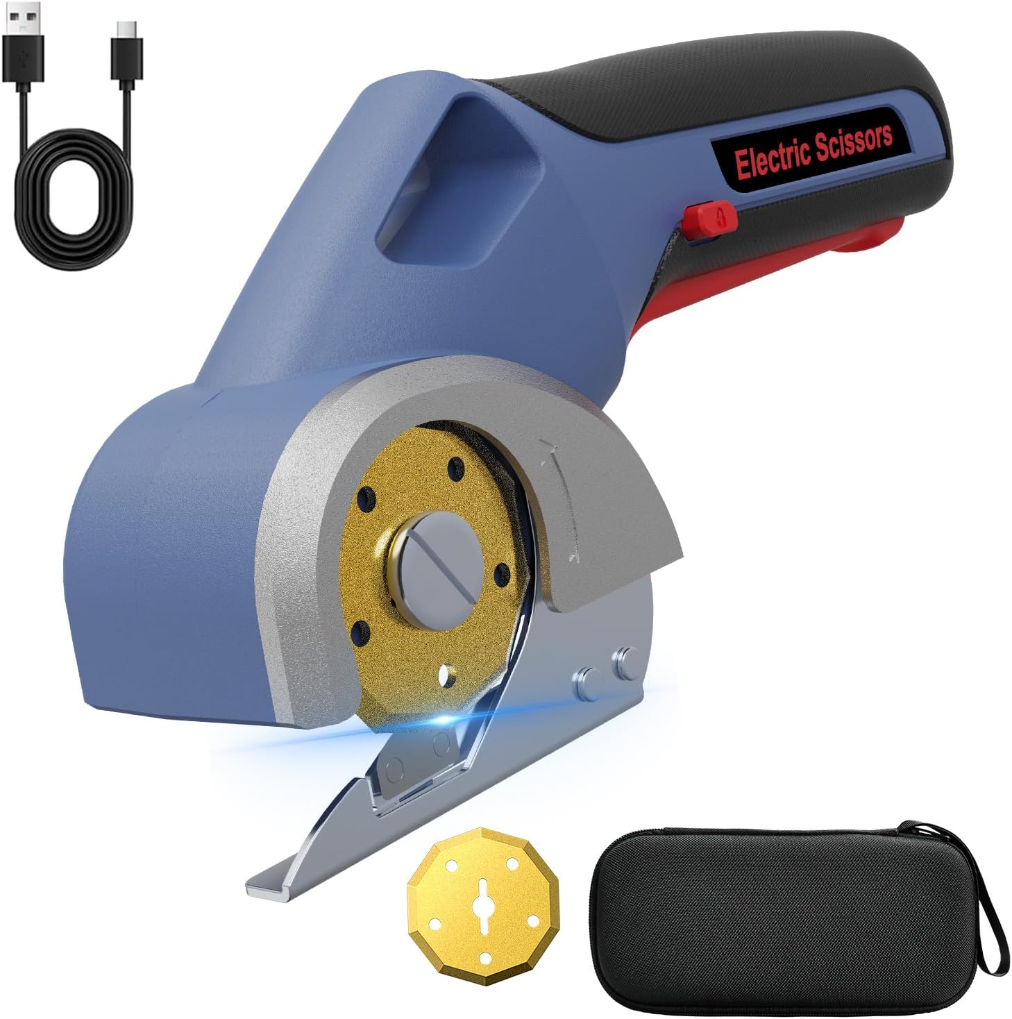 2025 NEW 4V Cordless Electric Scissors, Cardboard Cutter with 2 Titanium Blade, Safety Lock & Extra Blade, Rotary Cutter for Cardboard,Fabric,Plastic, Gifts for Men&Women - Ash