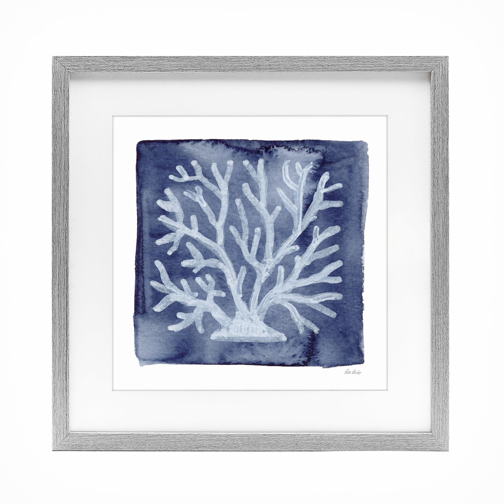 'White Coral on Indigo'| Framed Print Under Glass