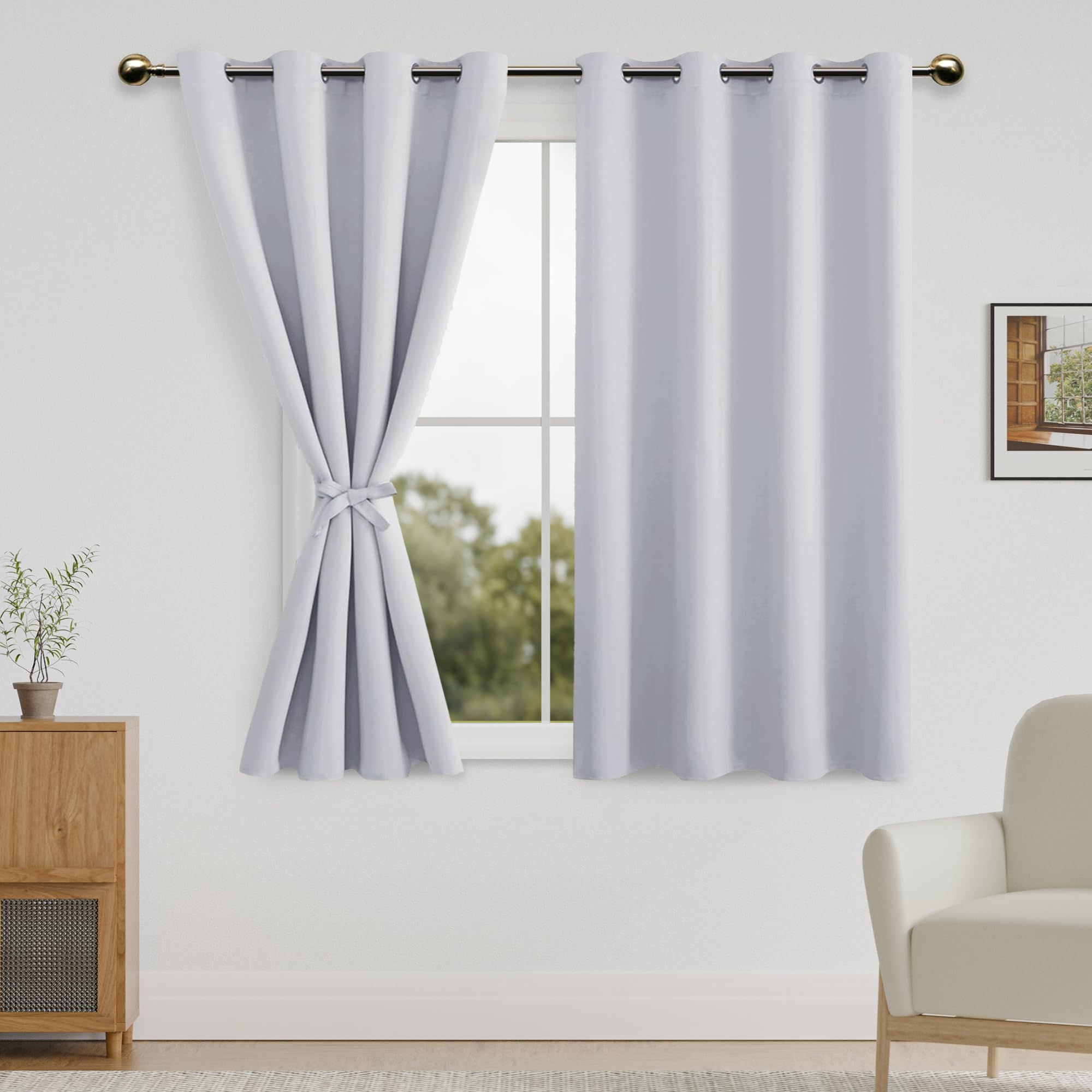 DWCN Blackout Short Curtains for Bedroom with Tiebacks