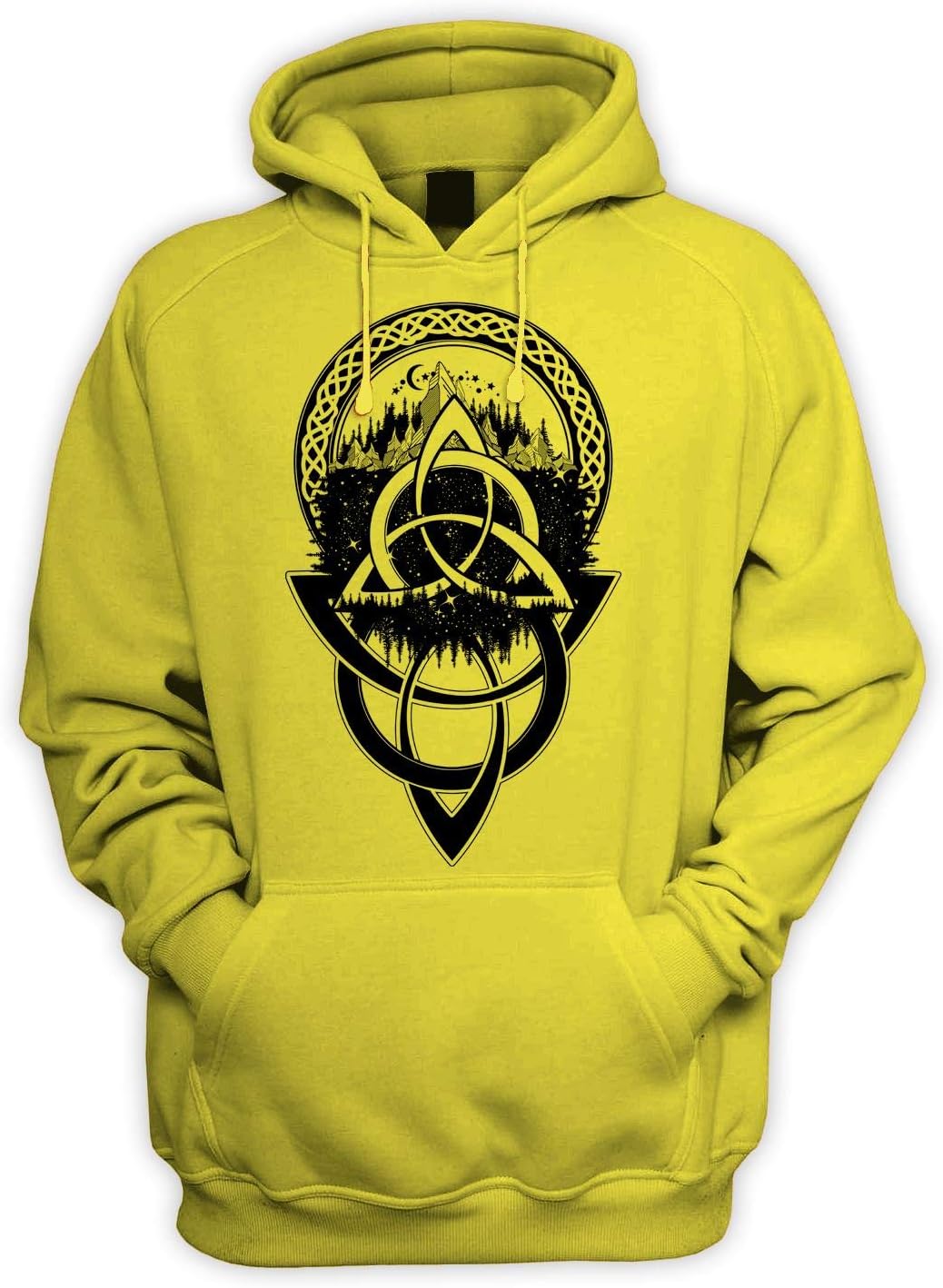 Celtic Knot with Mountains Design Tattoo Hipster Men's Pouch Pocket Hoodie Hooded Sweatshirt