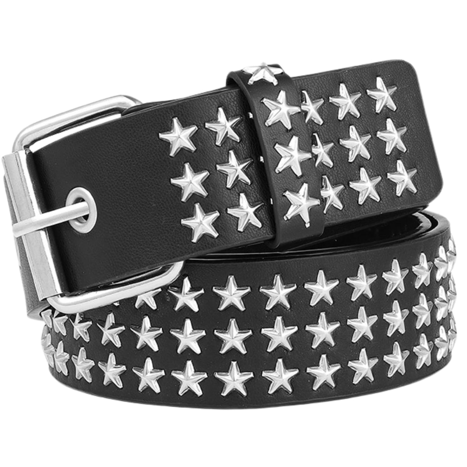 UlekukeMetal Punk Rock Rivet Studded Belt for Women Men, Gothic Belt with Bright Pyramid Studs